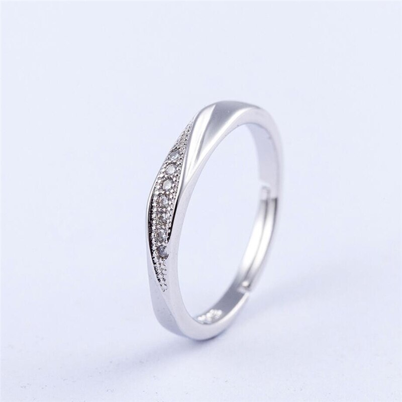 Unique mémoire doux romantique Couple exquis 925 en argent Sterling femelle redimensionnable ouverture anneaux SRI362