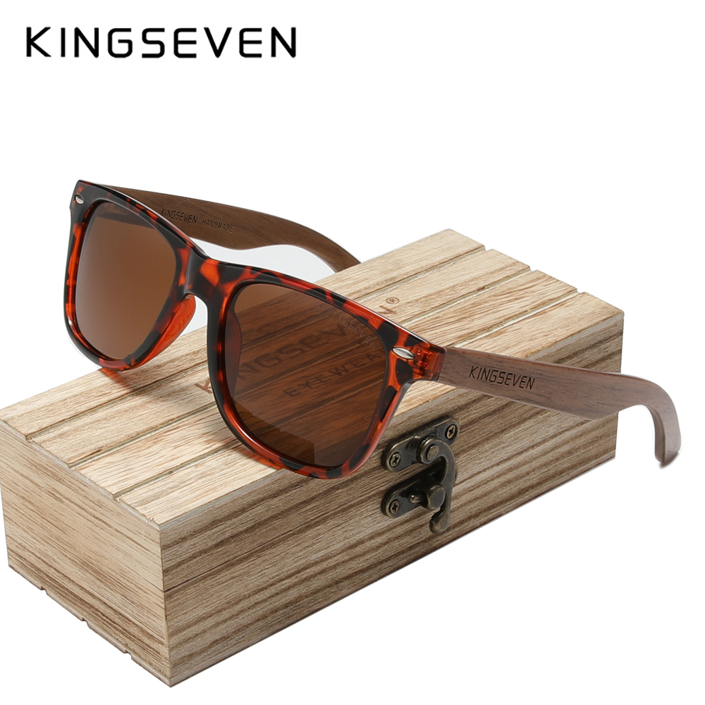KINGSEVEN-gafas de sol de madera Natural para hombre y mujer, lentes de sol polarizadas hechas a mano con espejo, UV400, 2023: Morado