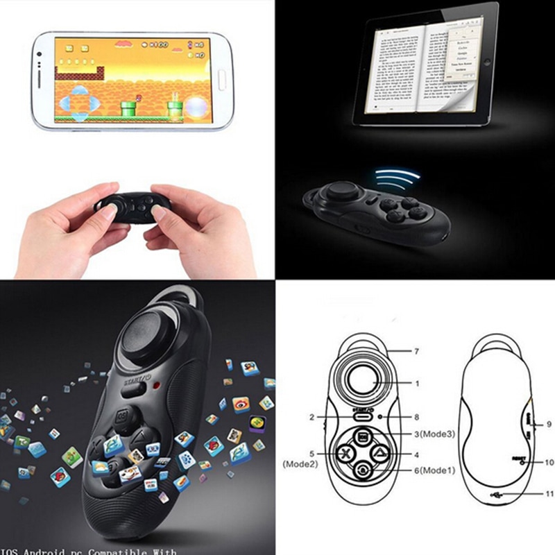 4 in 1 bluetooth remote shutter Wireless Bluetooth Gamepad Controller for Android / iOS Cell Phone Tablet Mini PC Laptop TV BOX