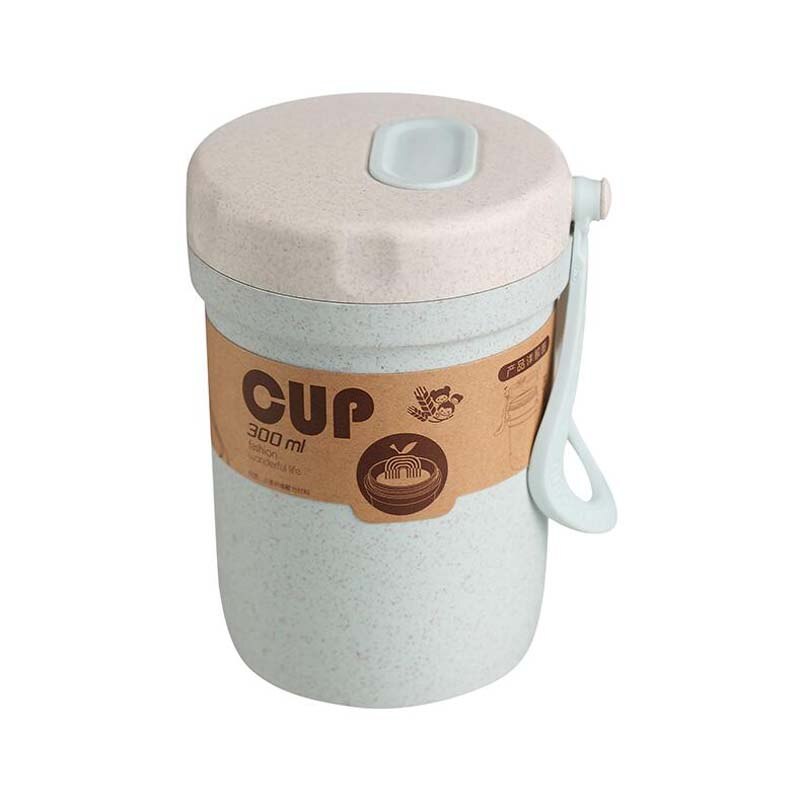 Baby kinderontbijtgranen mee te nemen tarwe snackbeker met deksel lekvrij bewaar melk pap ontbijtbeker cornflakes voedselcontainer 300ml: 300ml groene ronde
