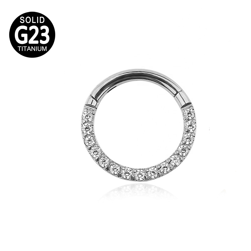 G23 Titan Daith Ohrringe Band CZ Klapp Segment Clicker Nasenring Nippel Ohr Knorpel Tragus Lippe Zucht durchbohren Körper Schmuck: silber- / 1.2x6mm