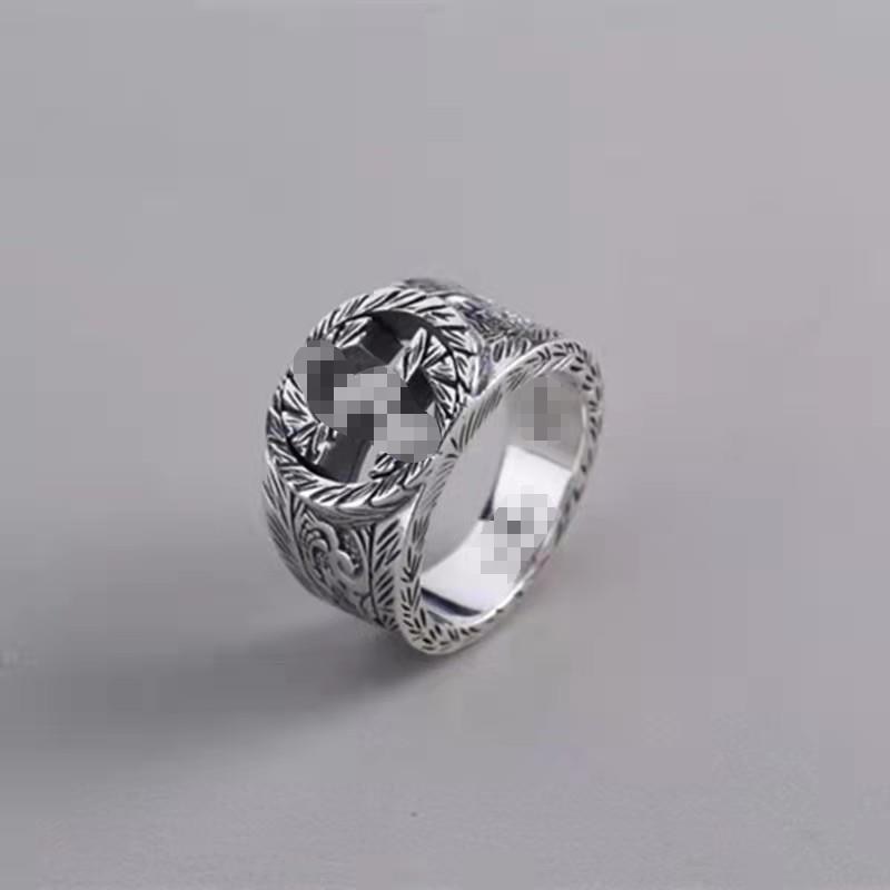 100% 925 silver G-shaped ring cool style men's ring all-match jewelry ring hollow engraving ring