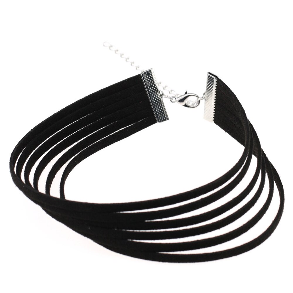 gotisch mehrschichtig Samt Halsband Einstellbar Kette Einfarbig Frauen -Punk Kurze Halskette Schlüsselbein Kette