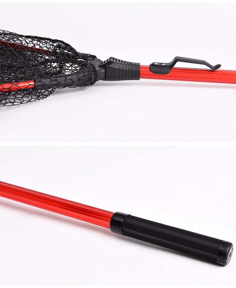 Fishing Net Retractable Folding Fishing Brail Blue Soft Rubber Landing Net Eva Handle Fishing Nets Tools Fish Nets Accessories
