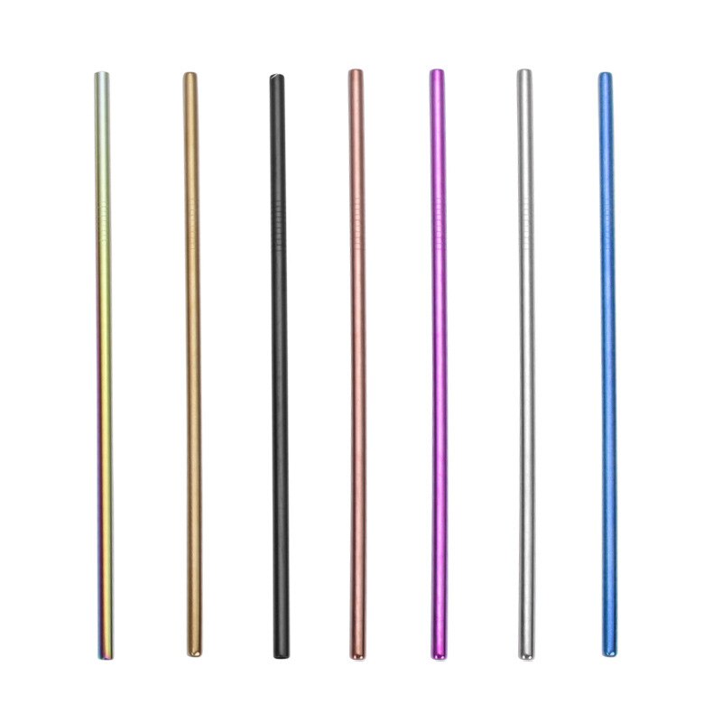 Food Grade Eco-Friendly 304 Stainless Steel Metal Straw Set with Cleaning Brush Convenient Party Milk Tea Drink Straw Reusable