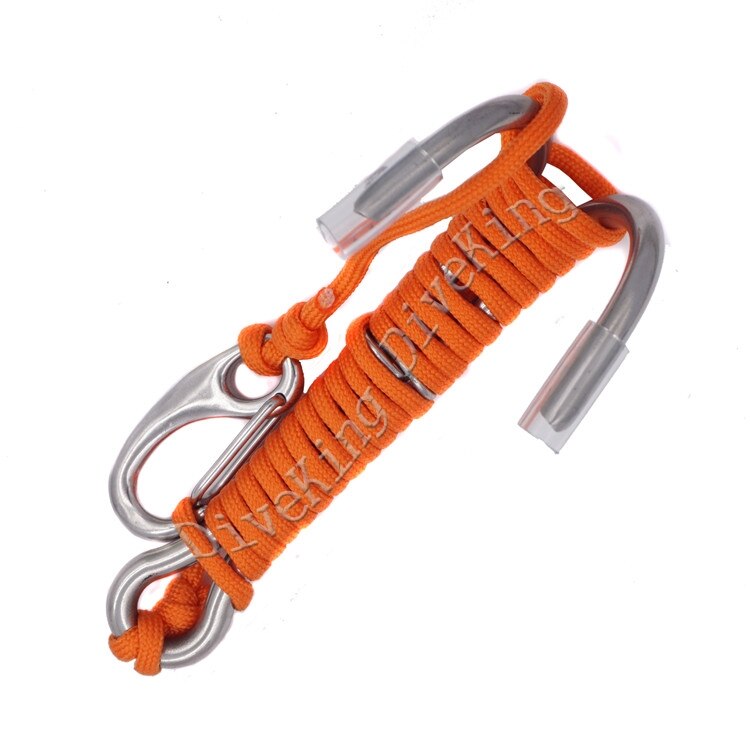 Scuba Diving Double Dual Stainless Steel Reef Drift Hook with Line and clips Hook for Current Dive Underwater: Orange