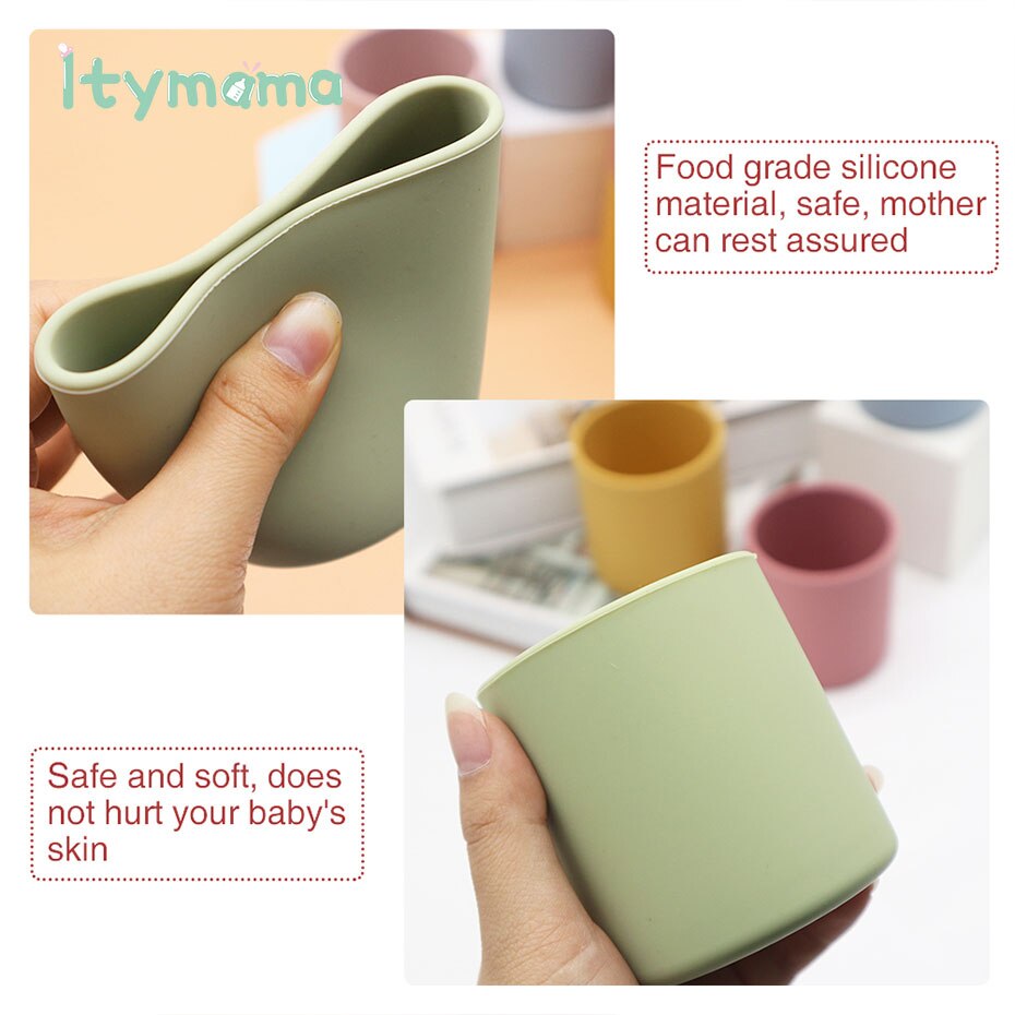 Baby Learn To Drink Cup Drinkware Silicone Cups For Toddlers Kids LeakProof Child Water Cup Bottle Silicone Coloured Portable.