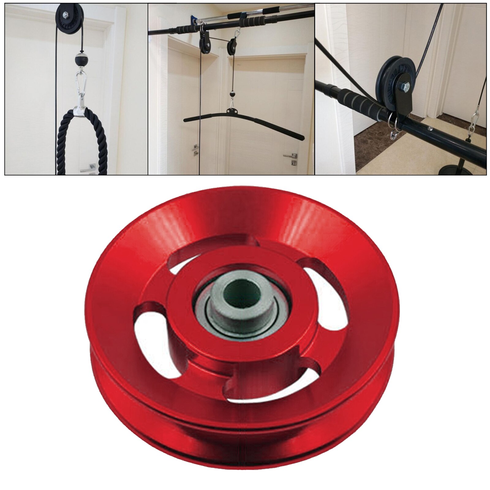Bearing Pulley Wheel Cable Gym Equipment Parts, Aluminium Alloy, Sturdy and Durable: Red 88mm