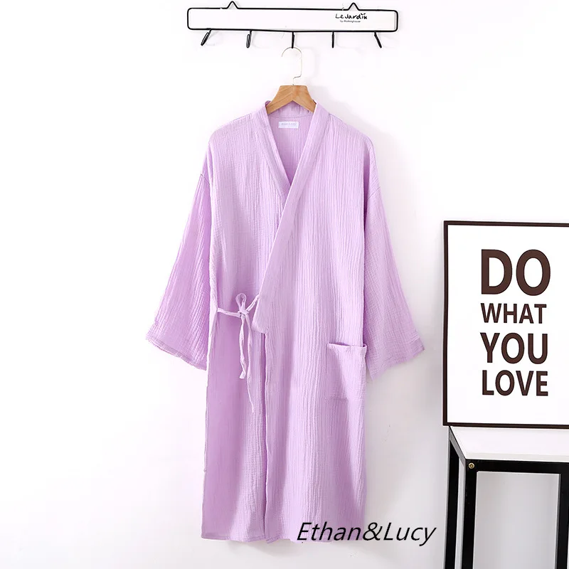 Løs plus size kvinders hjemmetøj natkjole til efteråret morgenkåber til kvinder flerfarvede lange ærmer kimono bomuldsbadekåber
