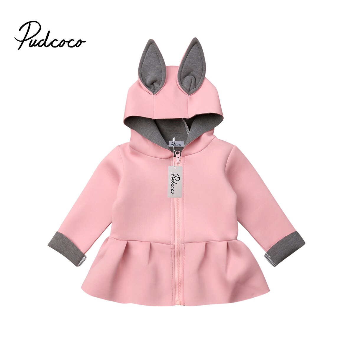 Manteaux d'automne et d'hiver à capuche | Jolis manteaux pour bébés filles, avec fermeture éclair manches longues, vêtements d'extérieur 0-3T