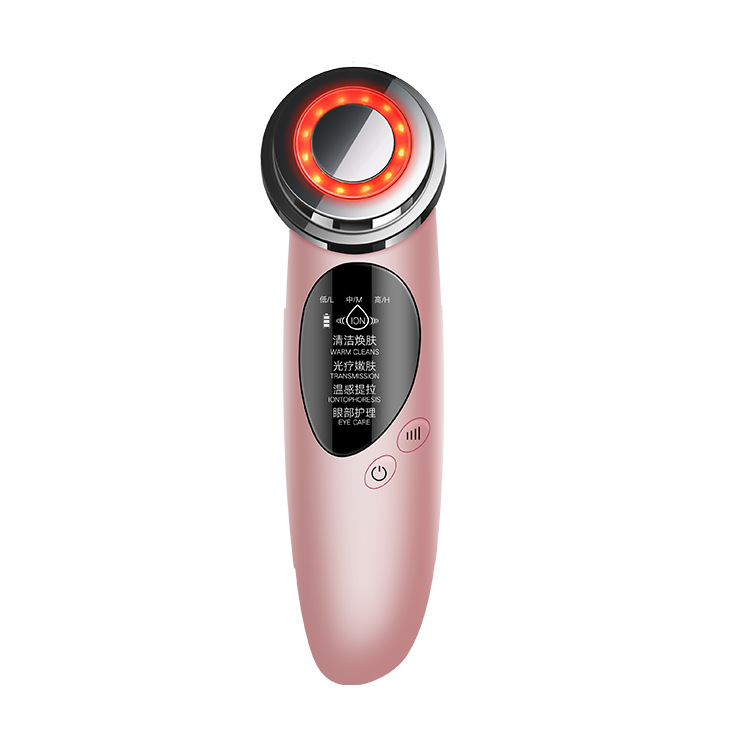Face Skin EMS Mesotherapy Electroporation RF Radio Frequency Facial YSQ LED Photon Skin Care Tighten Beauty Machine: Pink