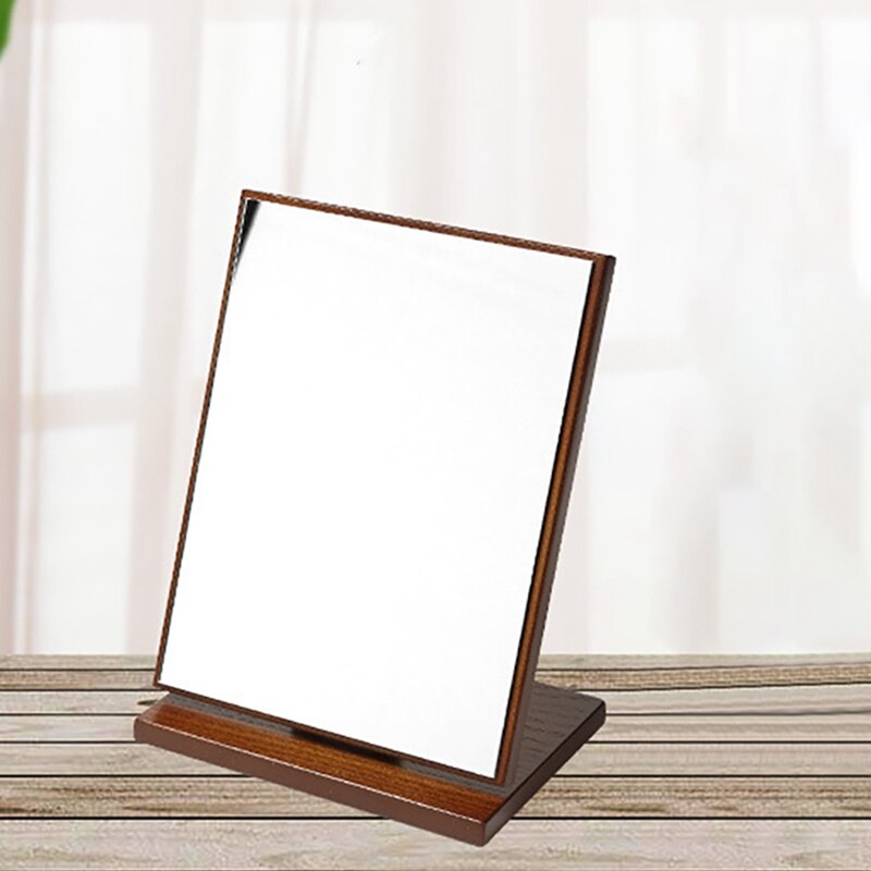 Wooden Desktop Makeup Mirror Large Princess Mirror Desktop Folding Vanity Mirror Rotating Wooden Mirror