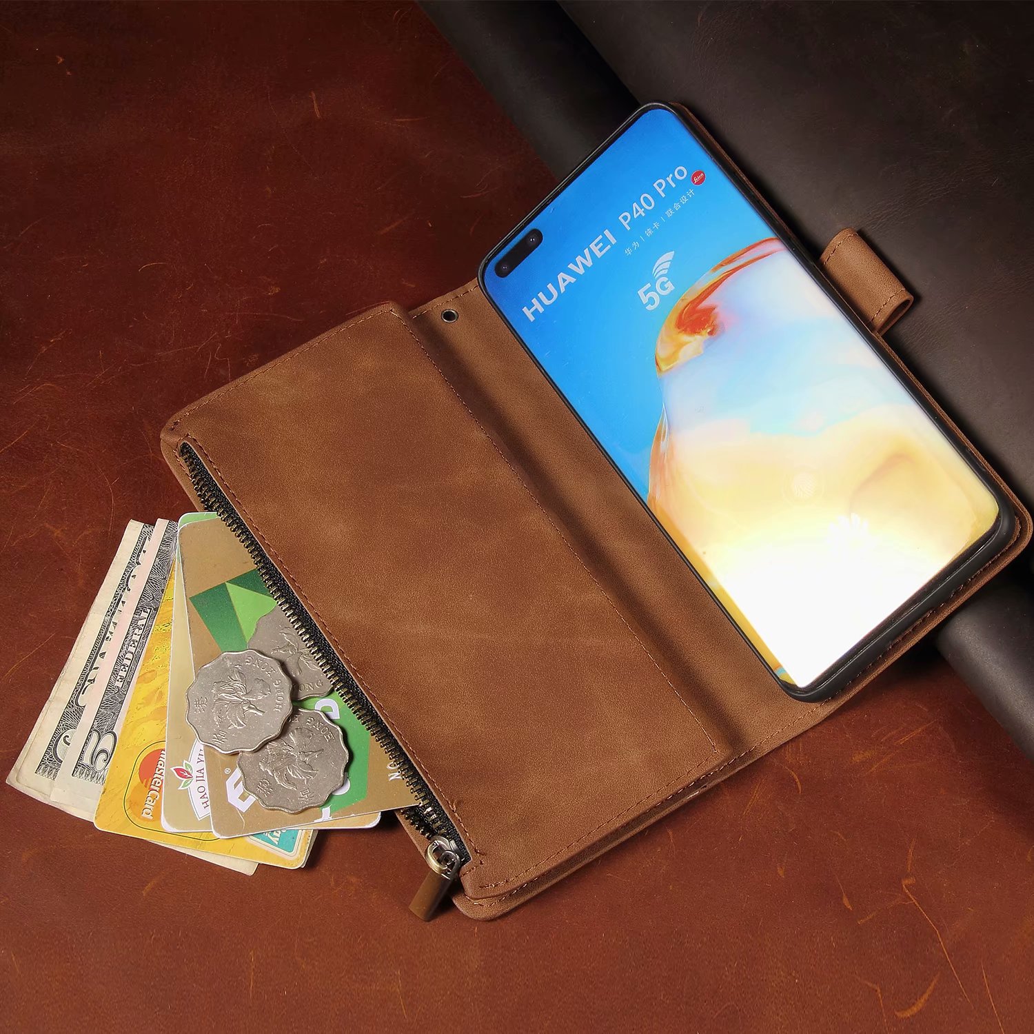 Leather Wallet For OPPO A72 4G CPH2067 Case Magnetic Zipper Wallet Mobile Retro Wallet Flip Card Stand