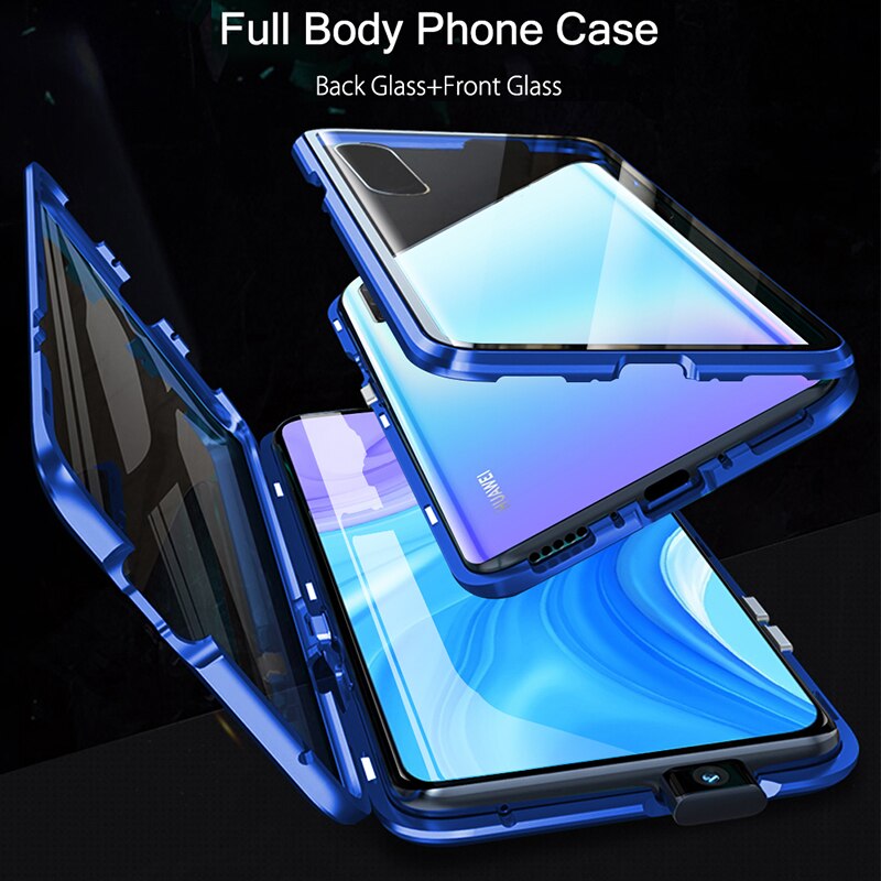 Magnetic Case For Huawei Y9s Case Clear Double-Sided Tempered Glass Hard Bumper Back Cover For Huawei Y9s Y 9s Shockproof Coque