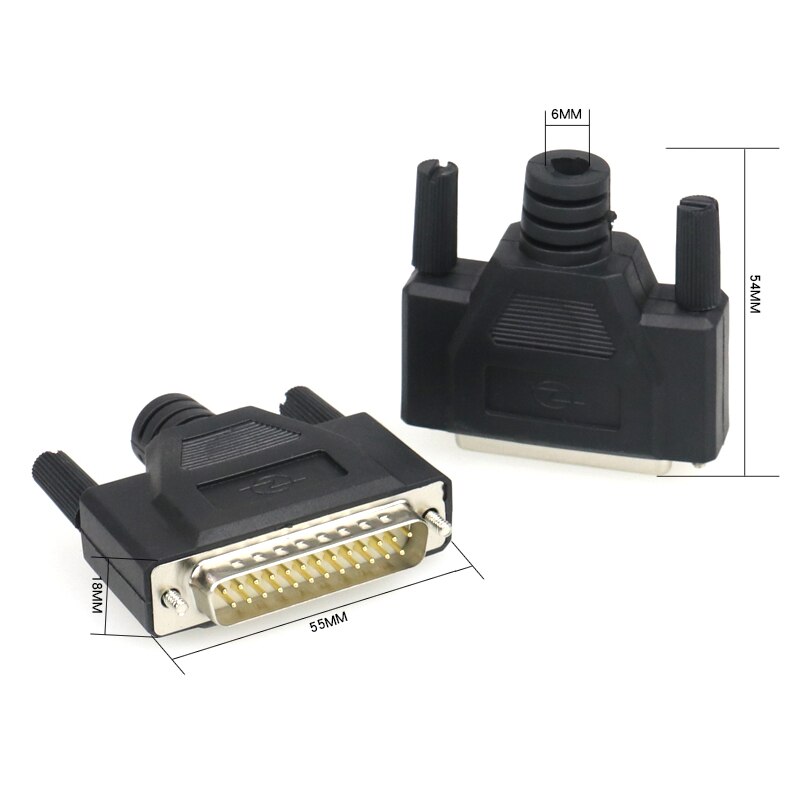 Zuiver koper plated DB25 mannelijke vrouwelijke 25-pin connector gelijmd behuizing print lijn connector