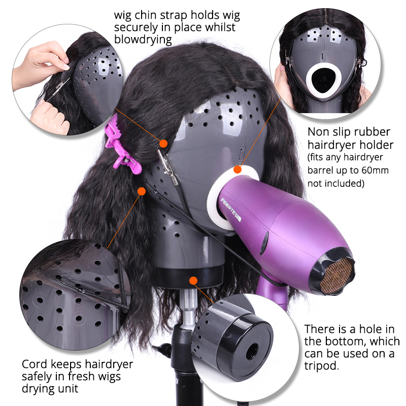 Wig Dryer Head With Holes Special Heat Resistant Hair Stand To Dry Natural Hair Lace Front Wigs Lazy Artifact Mannequin Head