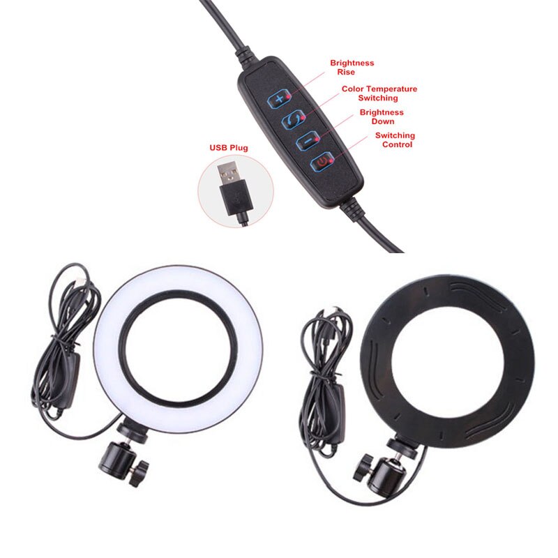 Dimmable LED Ring Light 16/20/26cm 2700k-6500k Ring Lamp Camera Phone Photography Video Makeup Lamp With Tripod Phone Clip