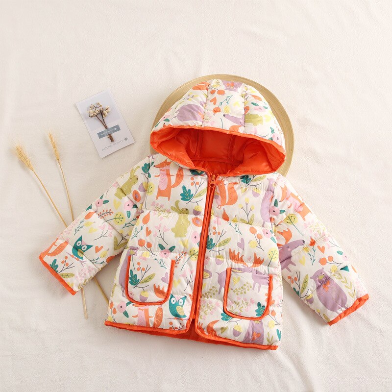 Winterjas Voor Kinderen 90% Katoen Cartoon Dier Patroon Warm Capuchon 2-6T Parka Unisex Kleding Bovenkleding: white / 4T
