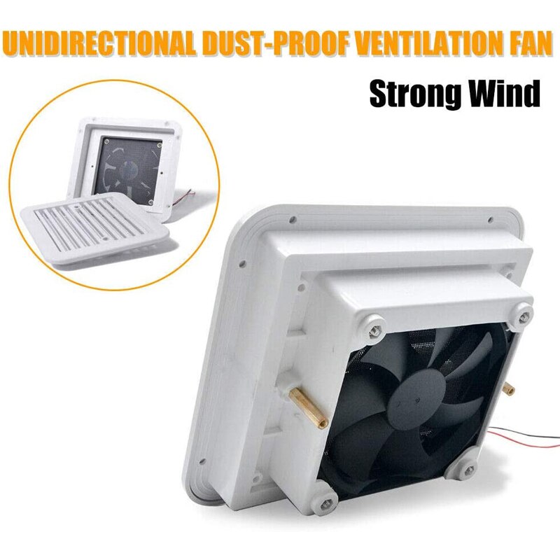 For RV/trailer Exhaust Fan Plastic Cooling Waterproof 12V/24V Rv Trailer Caravan Side Air Vent Ventilation Blade Fan White 1 Set