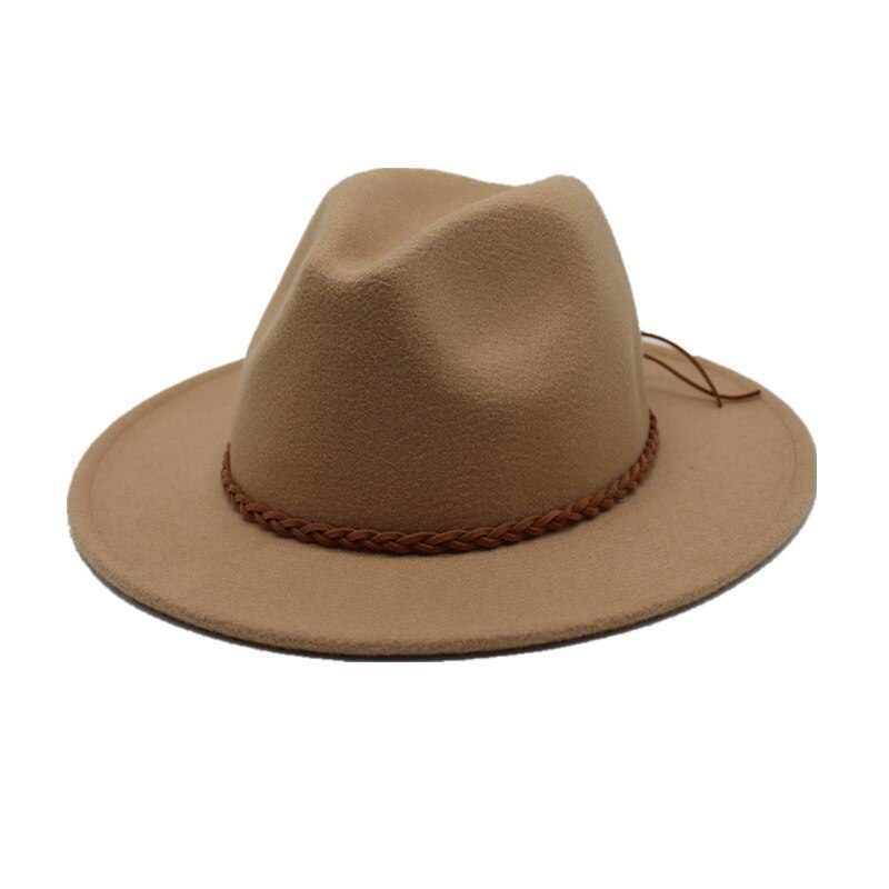Seioum Wide Flat Brim wool felt Fedoras hats with Ribbon Band jazz trilby formal top hat panama cap Floppy Hat for men women
