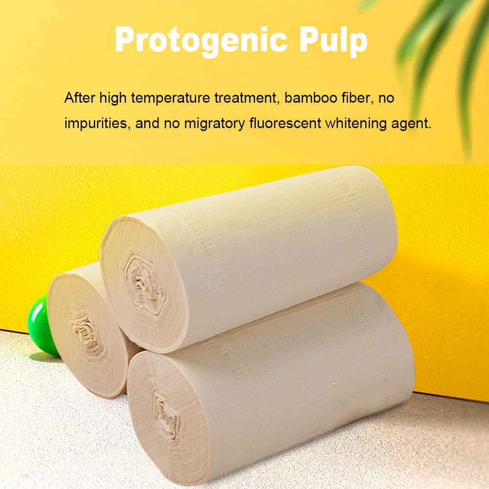 12 Rolls Skin Friendly Bamboo Toilet Paper Tissue Household Bathroom 3 Layer Primary Colour Soft Kitchen Roll Paper