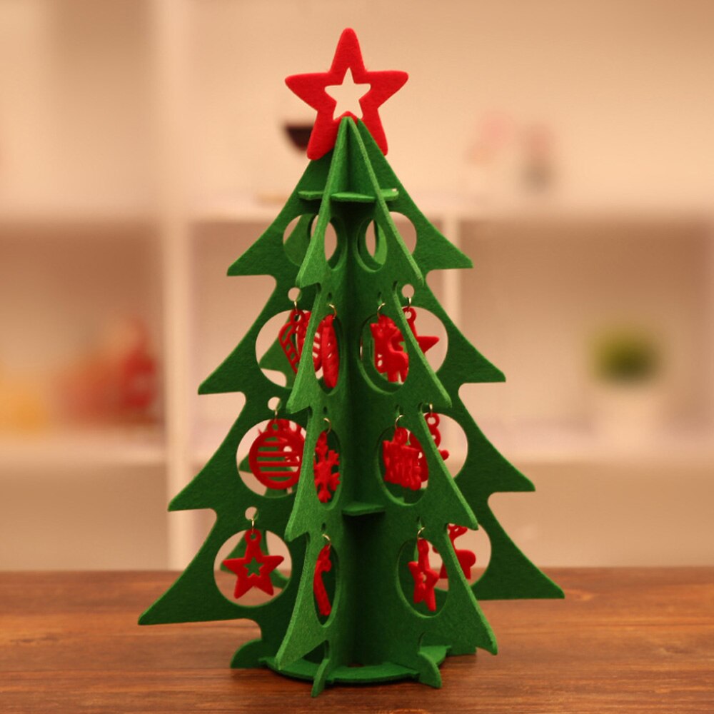 Felt Christmas Tree Decoration Set Kids Xmas DIY Felt Christmas Tree Three-Dimensional Cloth Art Decoration