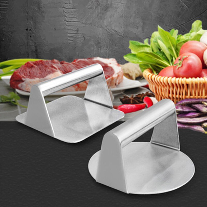 Handheld Stainless Steel Burger Press Non-Stick Grill Manual Pattie Hamburger Meat Press Round Square Steak Press Meat Pie Maker