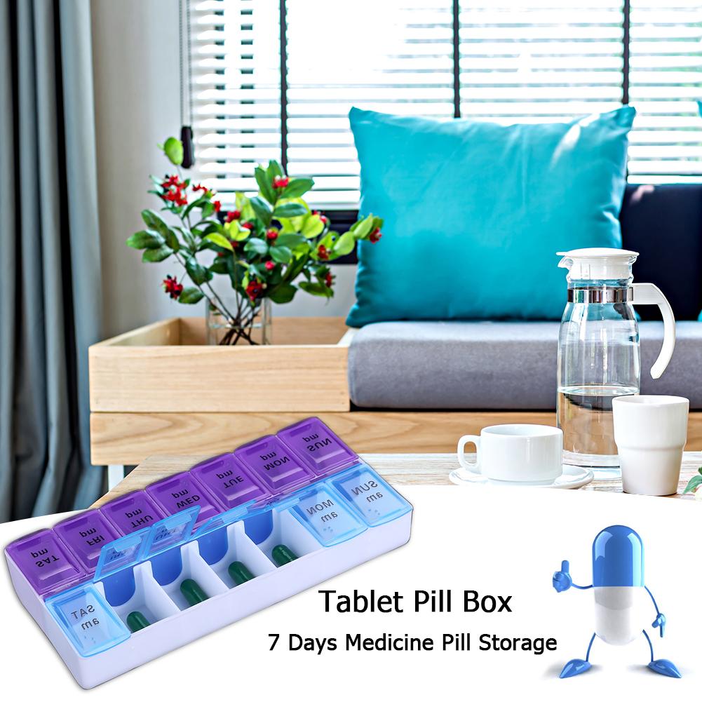 14/7 Grids 7 Dagen Wekelijkse Pillendoosje Geneeskunde Tablet Dispenser Organizer Pillendoosje Splitters Pill Organizer Container