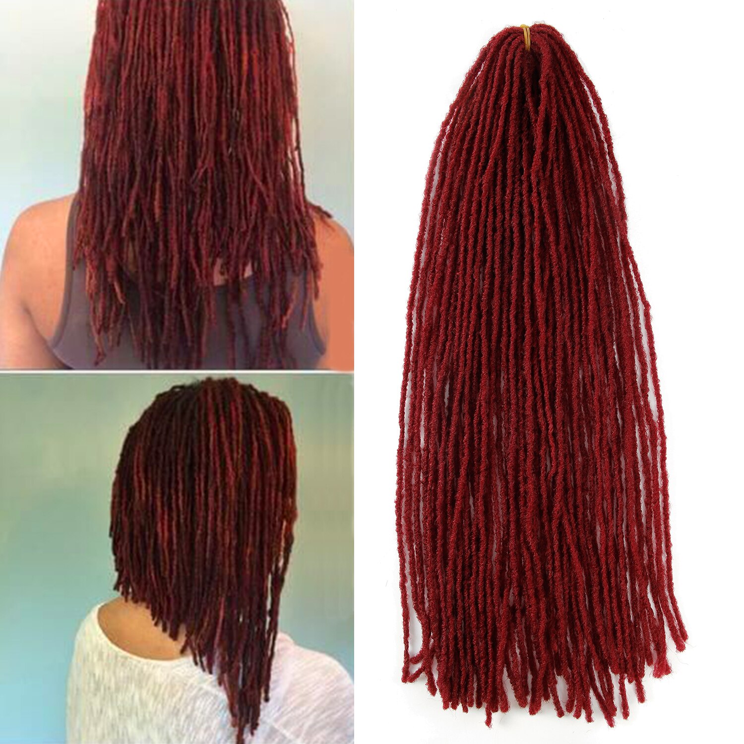 Deadlocks Sister Locks Afro Crochet Braids Ombre Color 18 Inch Brown Synthetic Braiding Hair for Women Faux Locs Crochet Hair