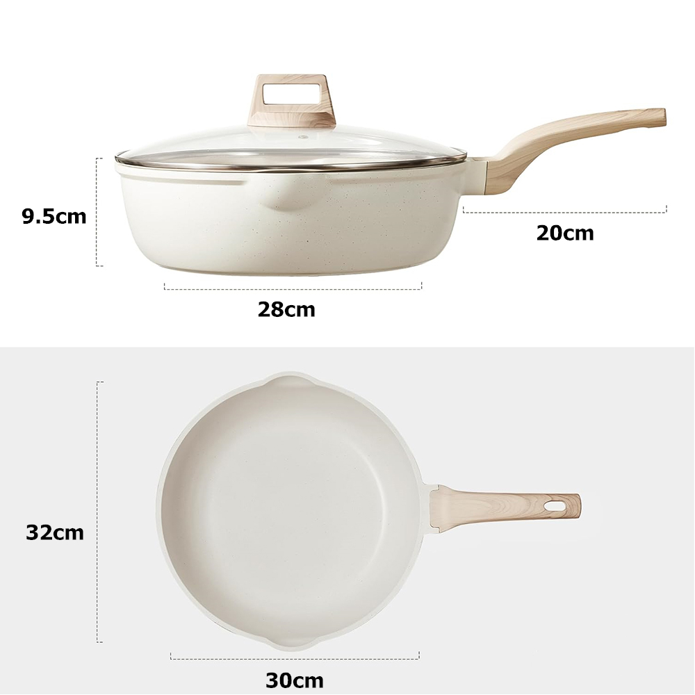 Donnor Frituurpan Met Anti-Aanbaklaag Met Deksel Gezonde Granieten Coating Jumbo Cooker Bakpan Met Giet Tuit Ei Omelet Pan Jt279: Rood