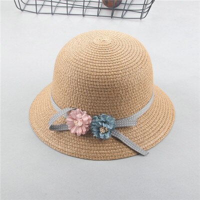 SUOGRY Summer Women's Beach Sun Cap Stylish Straw Hat For Women Protection UV Flowers Straw Hats Girls: Khaki / Adult 56-58cm