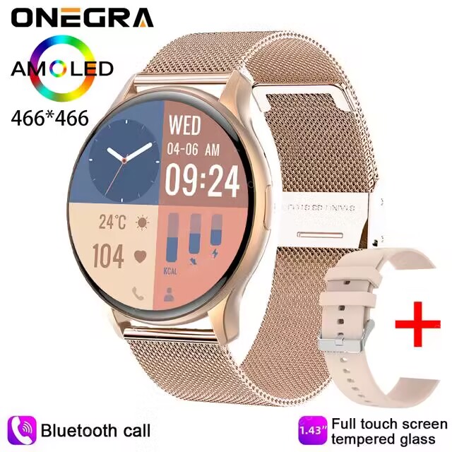 2024 nowy damski Smartwatch 1.43 cal z pełnym ekranem dotykowym Bluetooth połączenie IP68 wodoodporny damski Smartwatch dla Huawei Xiaomi: SZARY