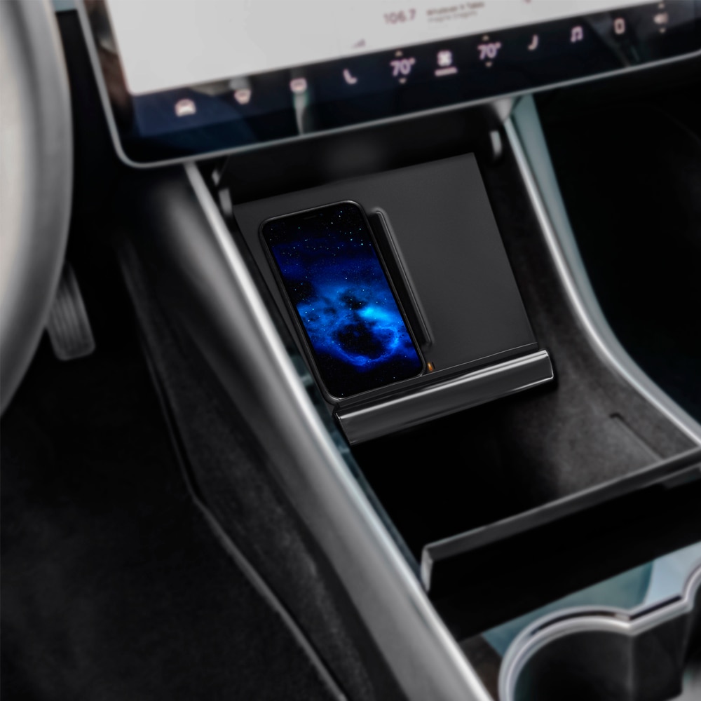 Trådløs ladeplade usb port hurtigoplader til tesla model 3 midterkonsol telefonoplader bil interiør