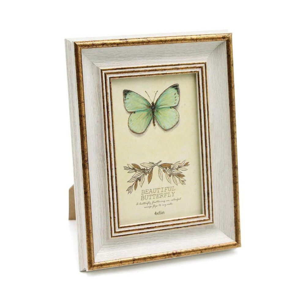 8x10 Family Vintage Picture Frame Ornament Green Gold Antique Distresssed Photo Frame Retro Chic Desk Wall Hanging Frames: Off White / 5x7 inches (13x18cm)