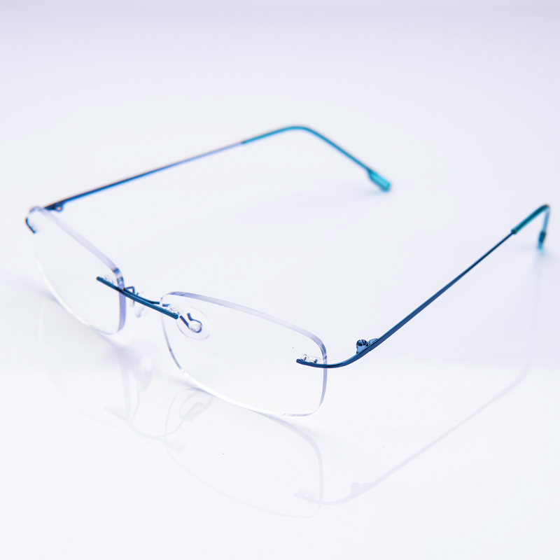 Briller uten innfatning med minne, fleksible, innfatninger, menn og kvinner, blålysblokkerende, styrkebriller, fargerike, blårosa, folkeinnfatninger: Blå / +200