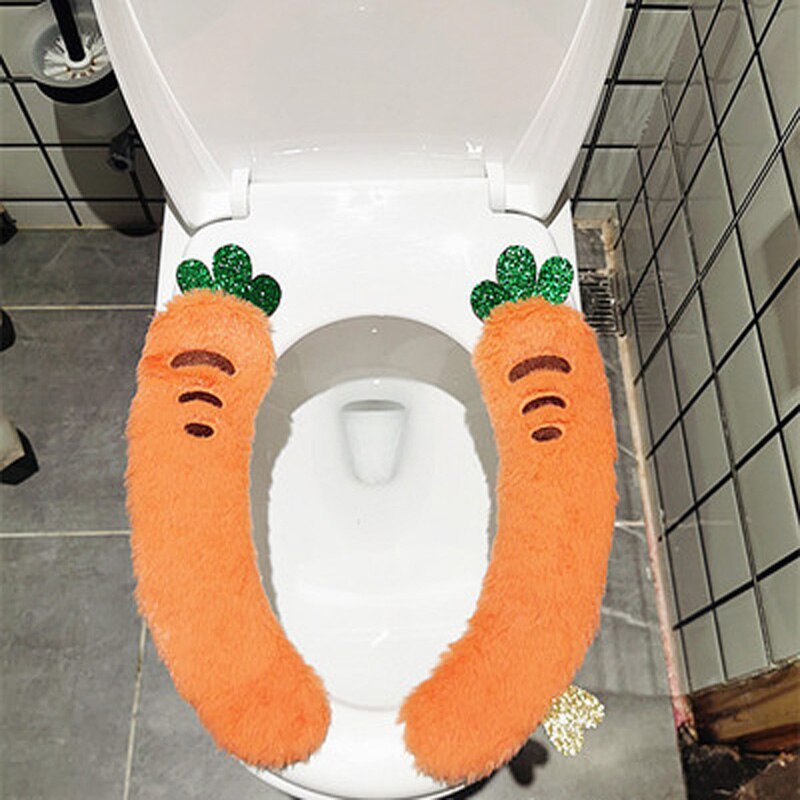 Four Seasons Toilet Seat U Shape With Handle English Style Home Cute Plush Fruit Animal: Carrots