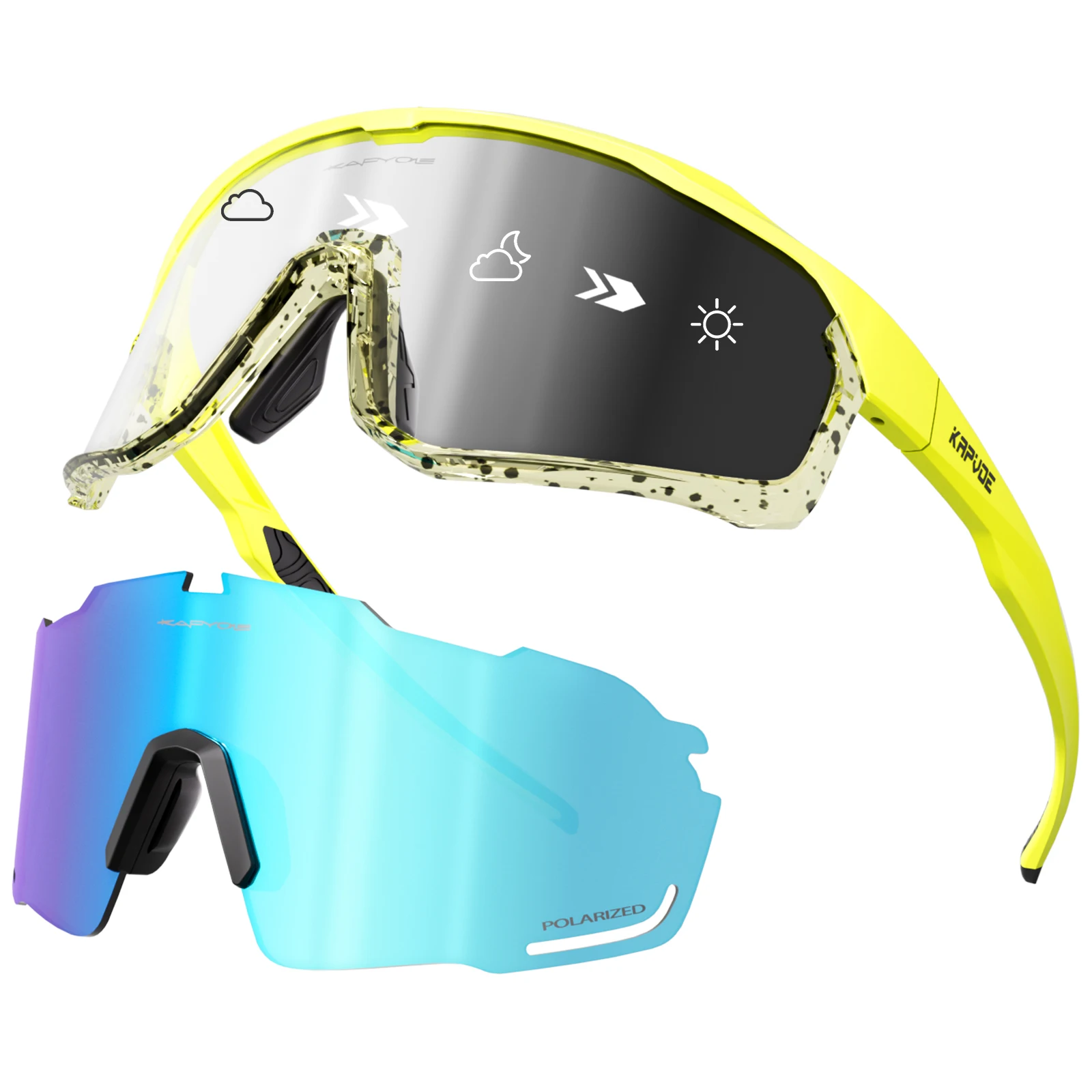 Kapvoe fotokromatiska cykelsolglasögon för män cykelglasögon herr mtb mountainbike cykelglasögon glasögon kvinnor sport  uv400: Svart