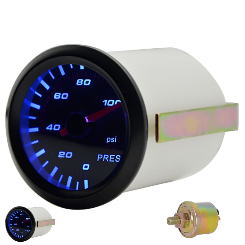 2 "52 Mm Universele Oliedruk Auto Gauge 0-100PSI Meter Auto Blauwe Led