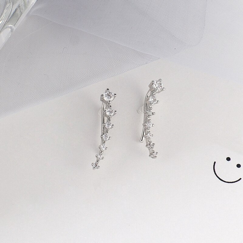 Ear Bone Clip Exquisite Copper Inlaid Shiny Earrings Flashing Diamond Earrings Simple and for Women