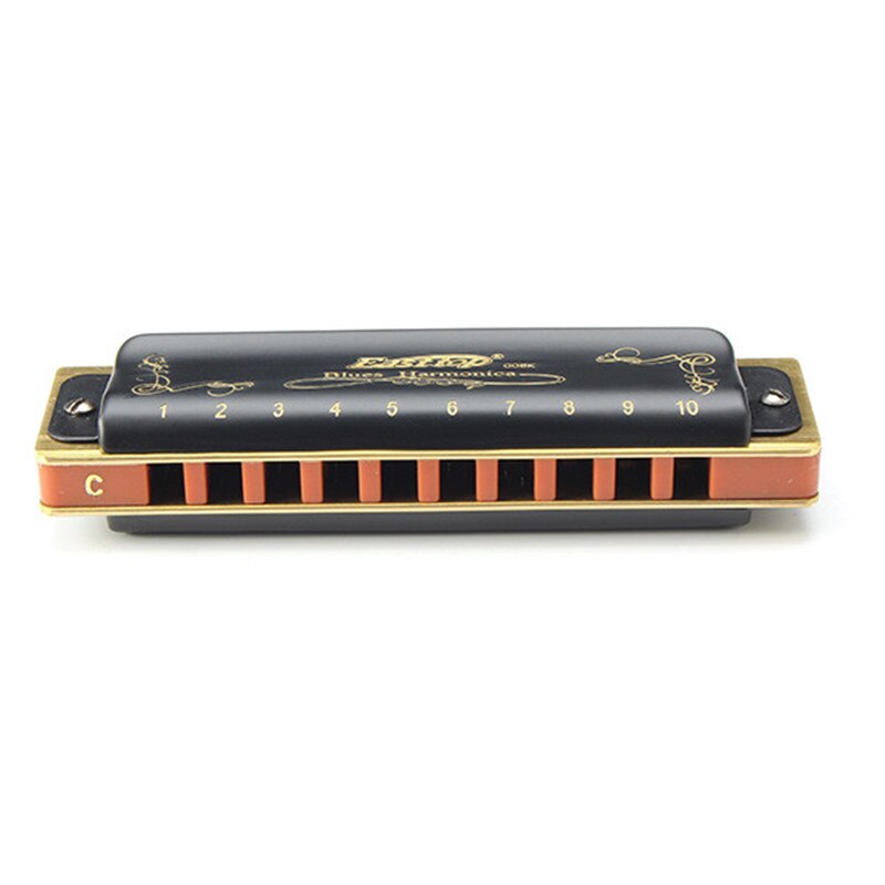 Easttop – Harmonica bleu T008K 10 trous, clés A B C D E F G, harpes diatoniques classiques noires, Instrument de musique pour débutant,