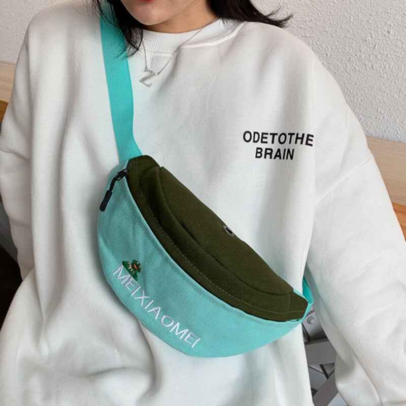 Kvinde talje taske fanny pack kvinder bælte tasker trend bryst packs banan tasker lærred materiale hip hop pakke bum nyre taske