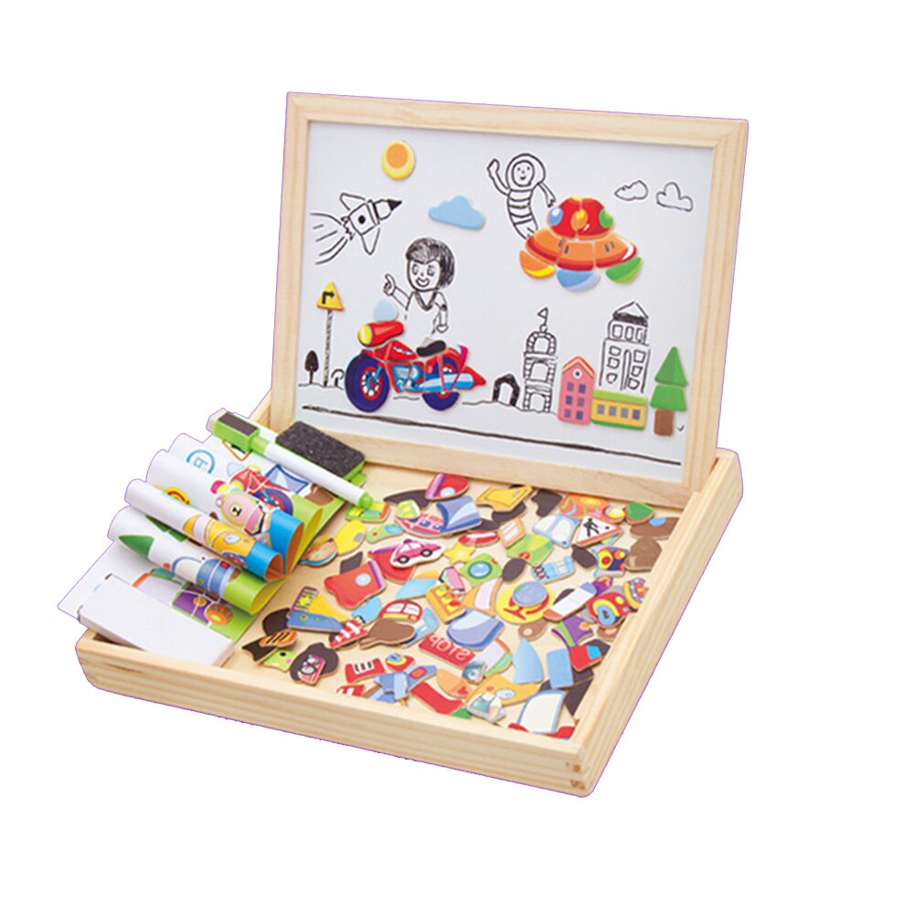 Animali da fattoria in legno multifunzionale città Puzzle magnetico cubi magici lati del cavalletto tavolo da disegno giocattolo per bambini per bambini: WJ3437B