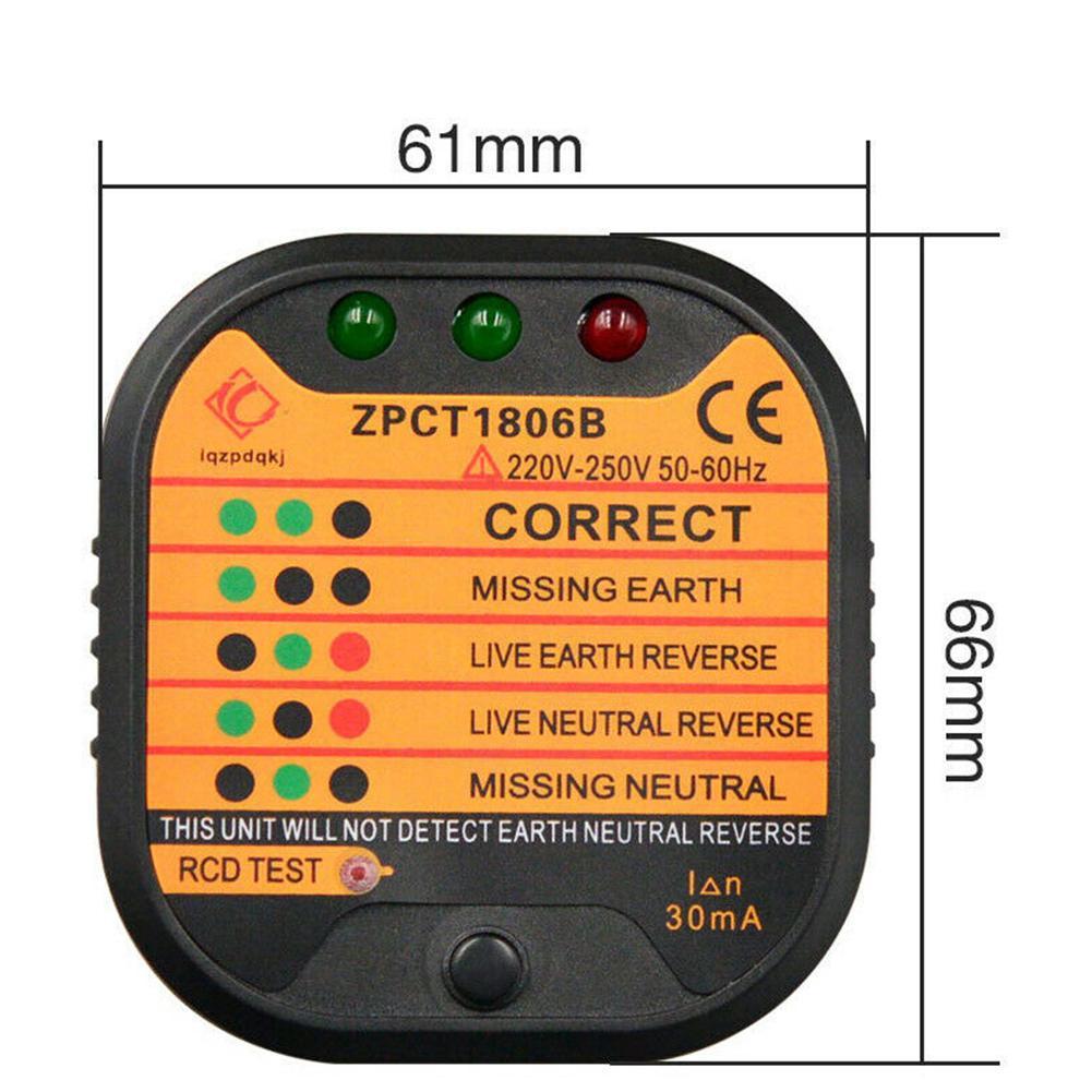 AST01 Electric Socket Tester EU Plug US UK AU RCD GFCI Test Outlet Ground Zero Line Plug Polarity Phase wire Wall check
