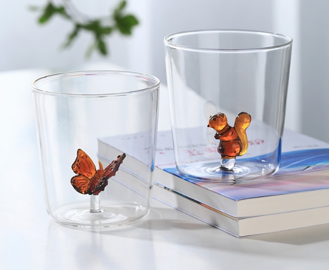 3D Animal Glass Water Cup Cute Modeling Household Simple Glass Coffee Juice Drink Milk Cup Home Desktop Accessories