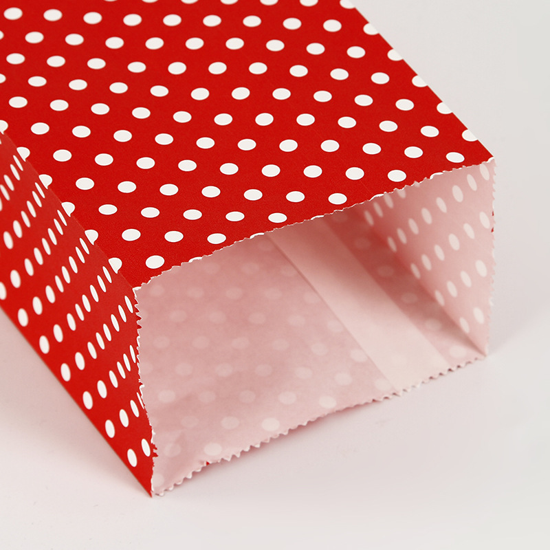 Papiertüte, farbe, wellenform, punkt, quadratischer boden, stehend, brot, kuchen, süßigkeiten, verpackungsbeutel, partyessen, backzubehör