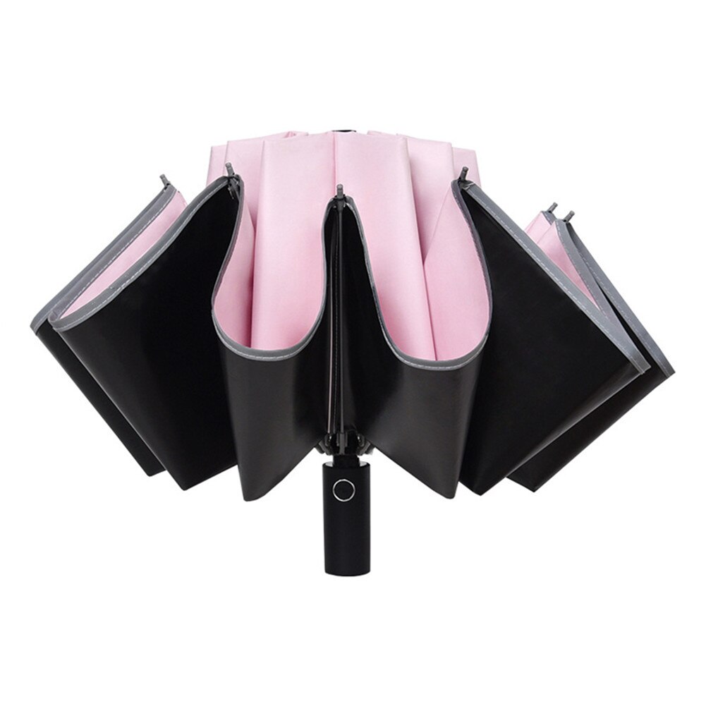 Automatic Reverse Folding Umbrella LED Reflective Strip Automatic Umbrella Flashlight Three-fold Windproof Car Business Umbrella: Folding umbrella 3