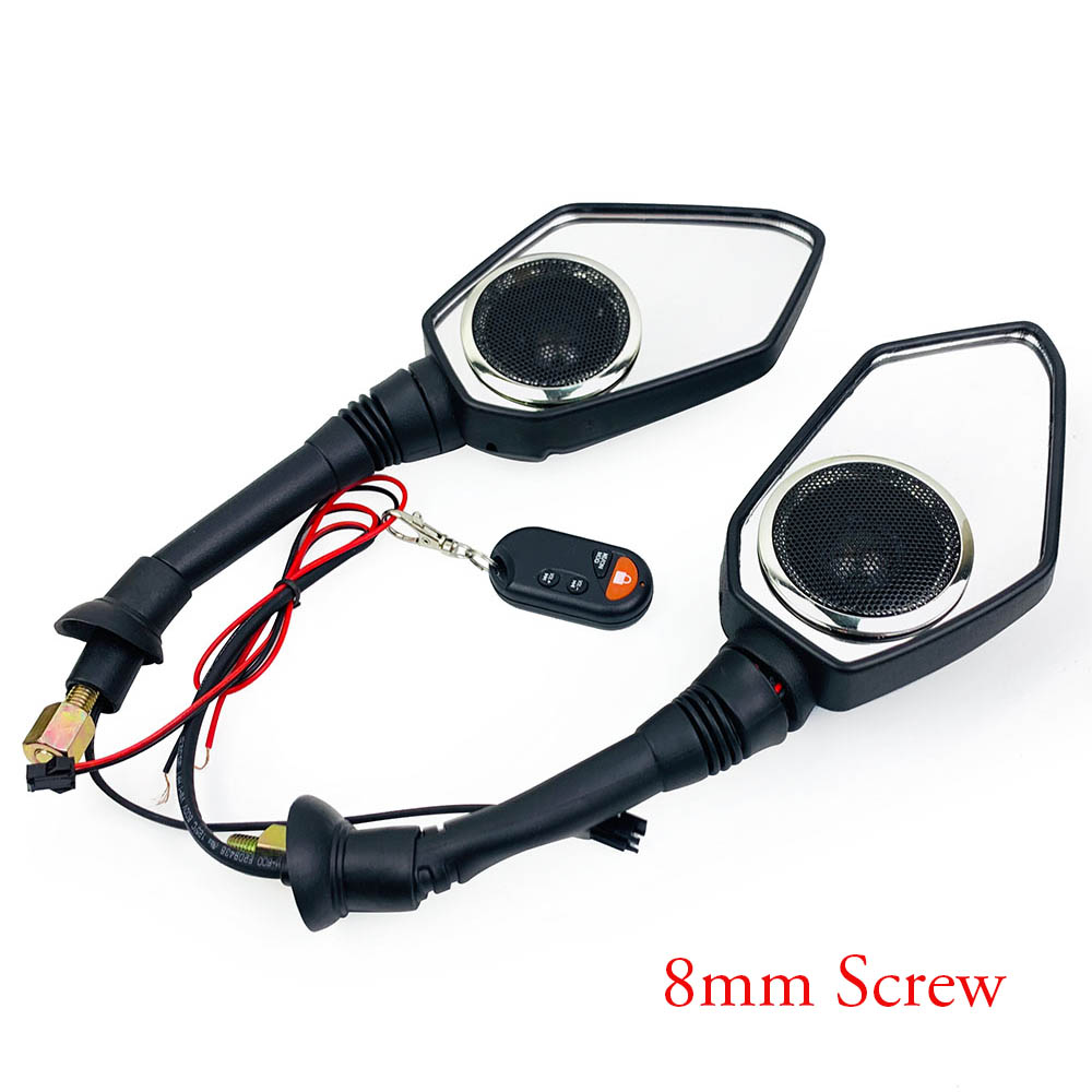 10mm 8mm Motorfiets Spiegel Bluetooth audio Rear view Side Spiegels Scooter Luidsprekers FM Radio MP3 Muziekspeler Anti -diefstal Alarm: 8mm Screw