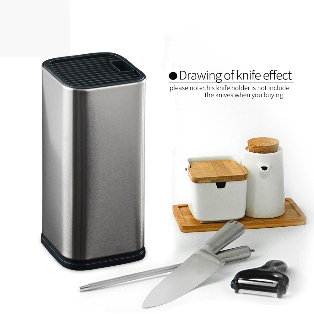 Damask Knives Block 8 Inch Kitchen Knife Holder Large Capacity Stainless Steel Knives Stand Multifunctional Knife Cooking Tool