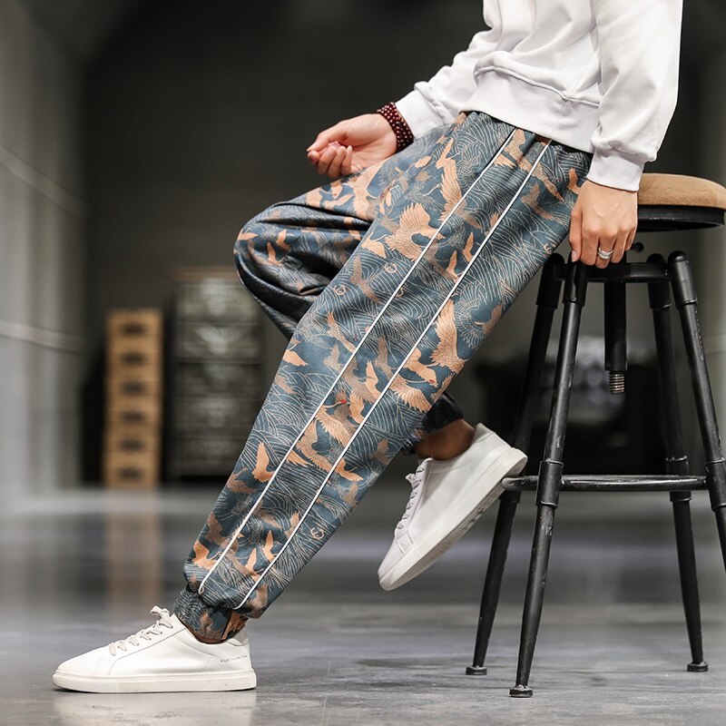 Pantalones bombachos informales para hombre, pantalón holgado estilo Harajuku japonés, chino, Samurai, Haori, KK3298