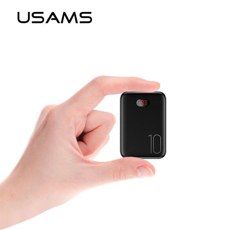 USAMS Power Bank for xiaomi mi iPhone Mini Pover Bank 10000mAh LED Display Powerbank External Battery Poverbank Fast charging